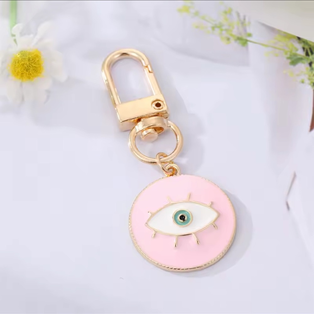 Pink Evil Eye Keychain